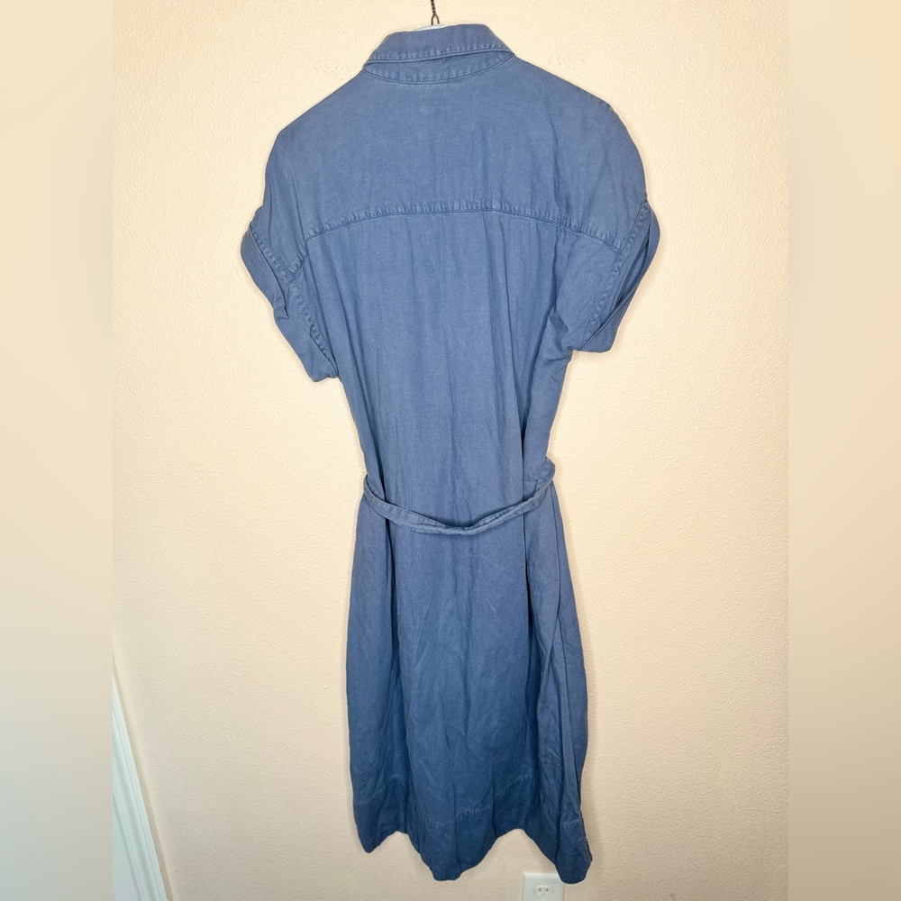 Faherty Navy Button-Front Midi Shirt Dress - Picture 4 of 5